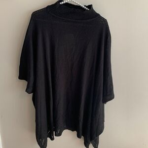 Wonderly nwt black poncho sweater one size